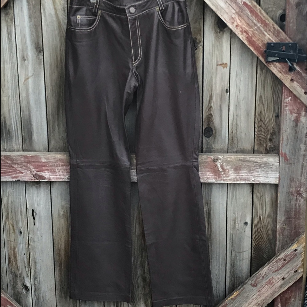 Patricia Viera 100% brown leather pants. Sz 26x29